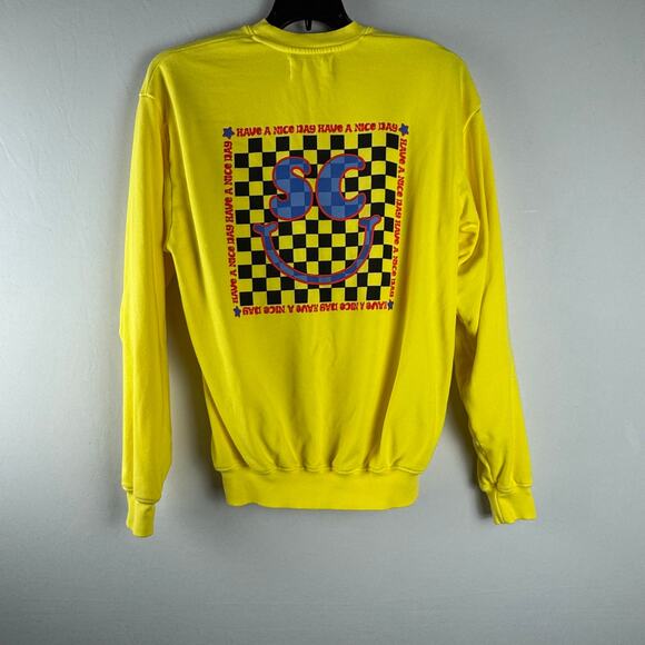SoulCycle Derek Sweatshirt Crew Neck Size M Yellow Oversize Fit Graphic‎ Casual - Picture 3 of 5